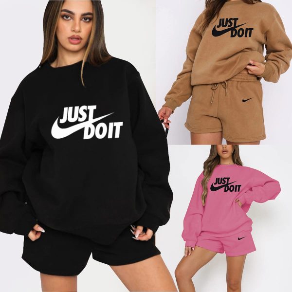 "Just Do It" Women's Sweatshirt & Shorts Set