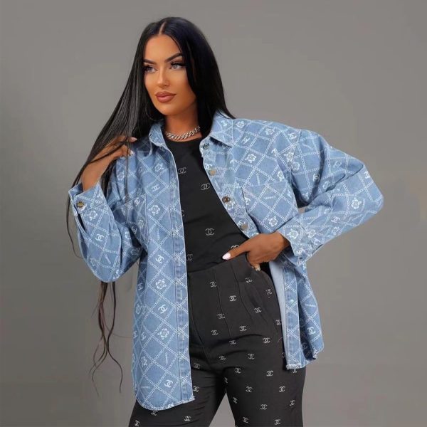 Chanel-Inspired Lady's Long Sleeve Shirt